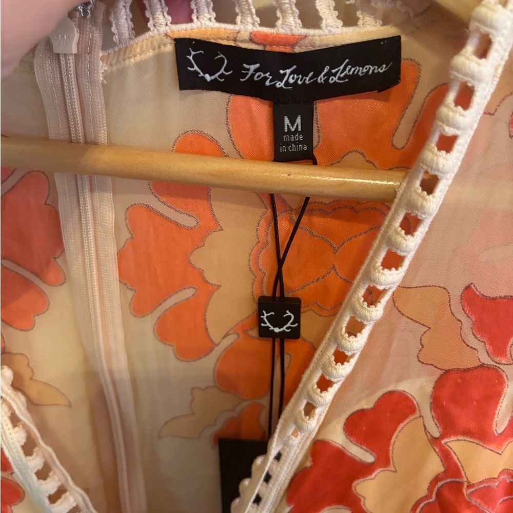 For Love And Lemons Barcelona Beige and Orange Long Sleeve Dress - Picture 7 of 7